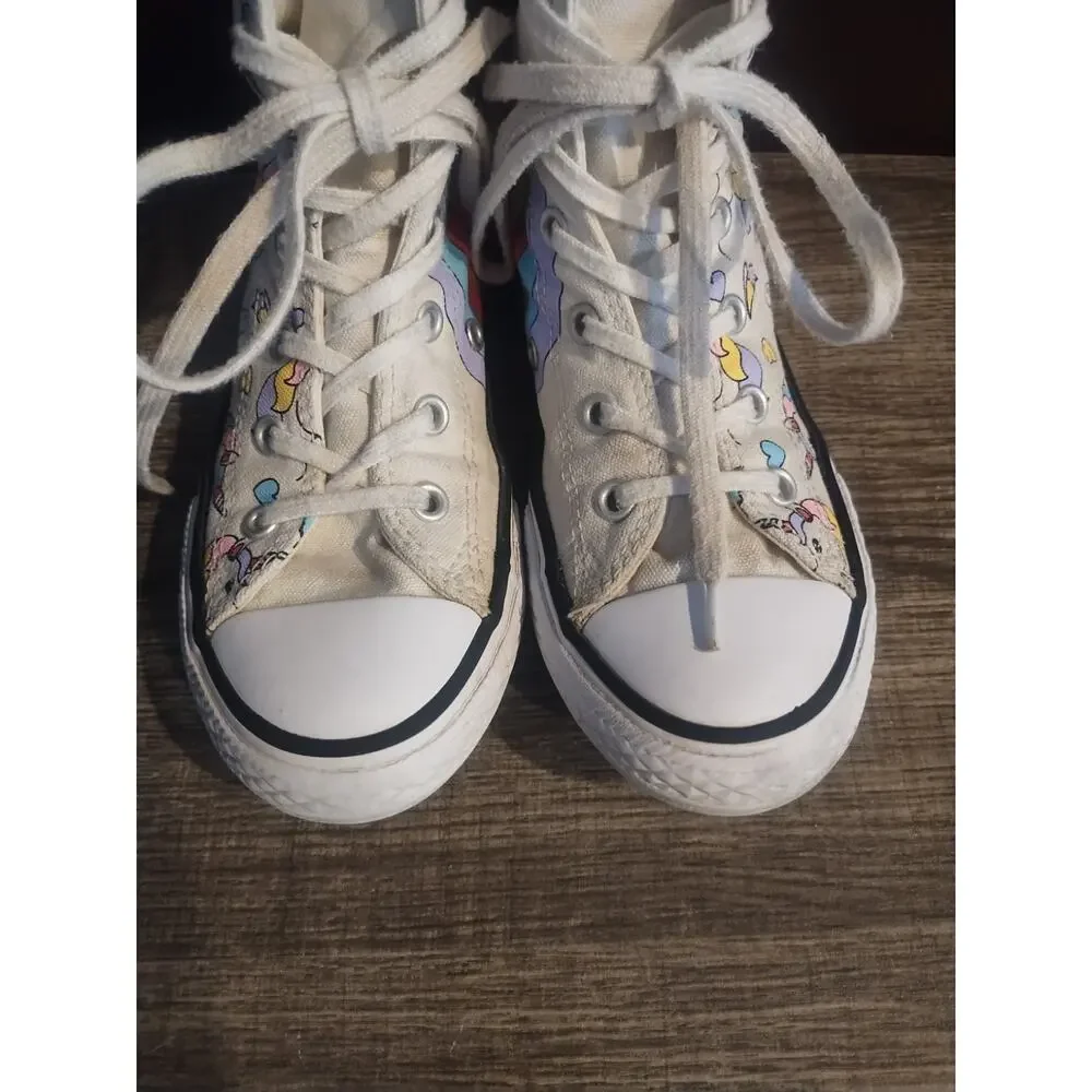 Converse Unicorn Rainbow Youth canvas High Top Sneakers Girls Size 1 Lace up